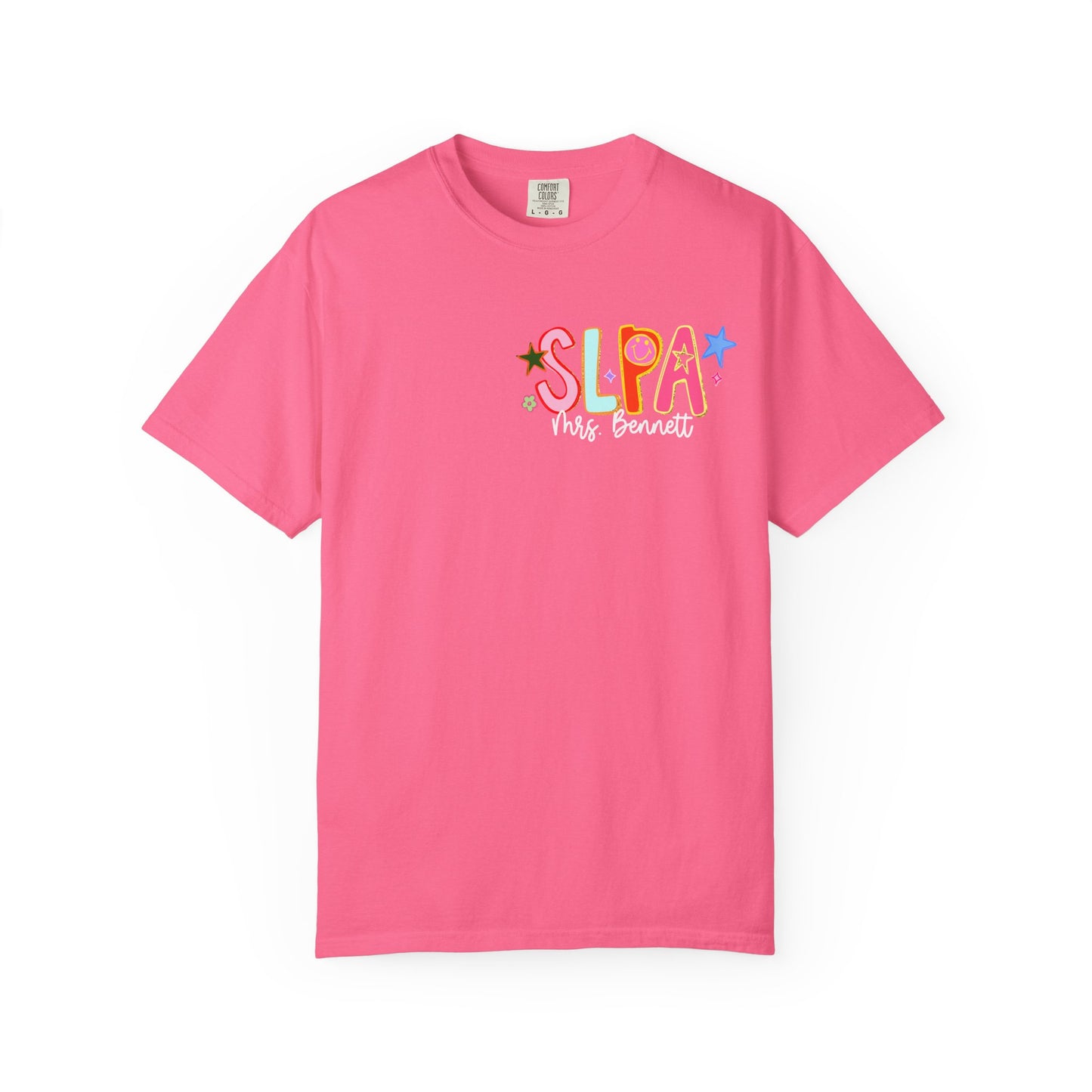 Personalized Cool SLPA Club Comfort Colors T-Shirt | Left Chest and Back Print