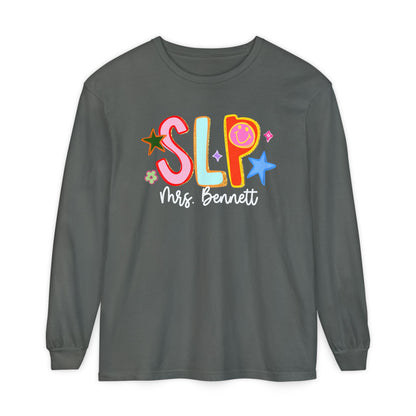 Personalized Cool SLP Club Long Sleeve Comfort Colors T-Shirt | Front and Back Print
