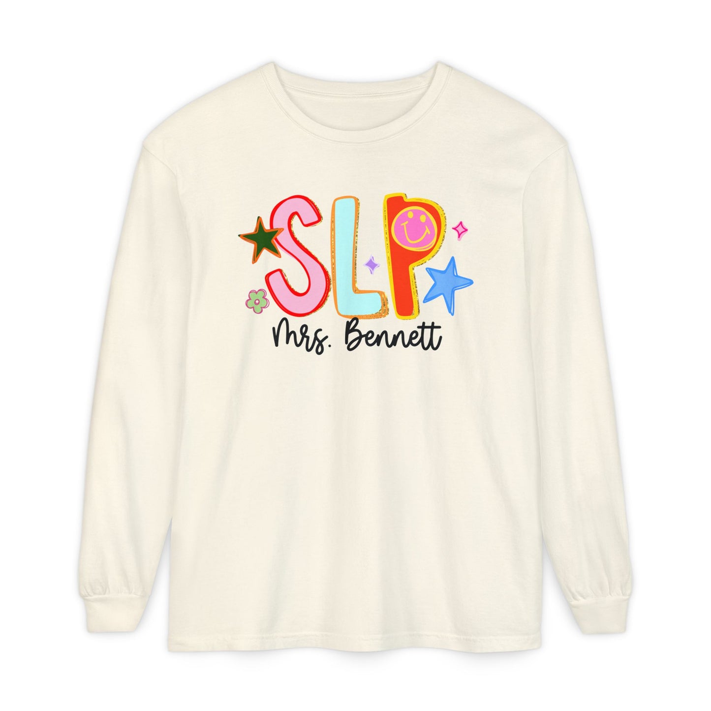 Personalized Cool SLP Club Long Sleeve Comfort Colors T-Shirt | Front and Back Print