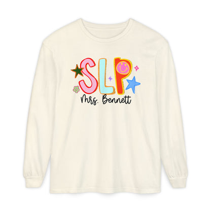 Personalized Cool SLP Club Long Sleeve Comfort Colors T-Shirt | Front and Back Print