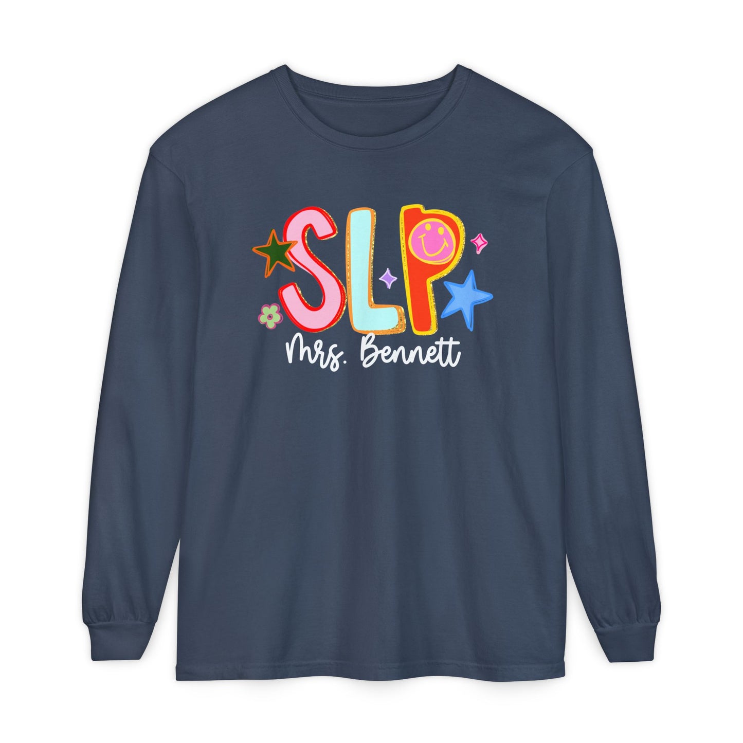 Personalized Cool SLP Club Long Sleeve Comfort Colors T-Shirt | Front and Back Print