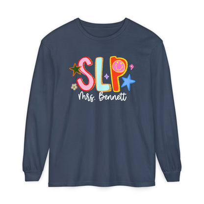 Personalized Cool SLP Club Long Sleeve Comfort Colors T-Shirt | Front and Back Print
