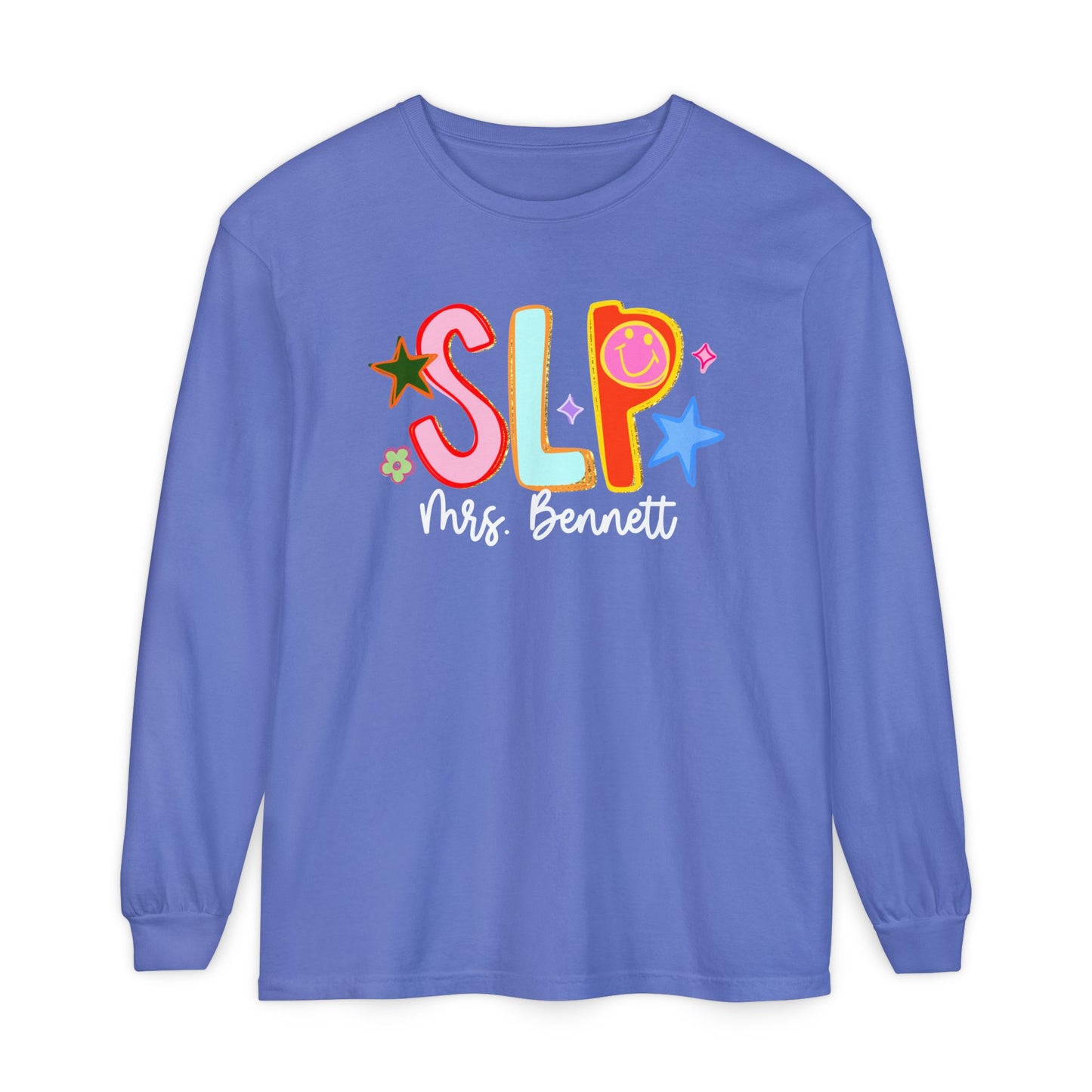 Personalized Cool SLP Club Long Sleeve Comfort Colors T-Shirt | Front and Back Print