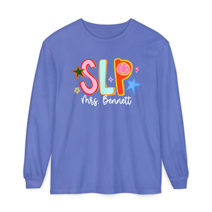 Personalized Cool SLP Club Long Sleeve Comfort Colors T-Shirt | Front and Back Print