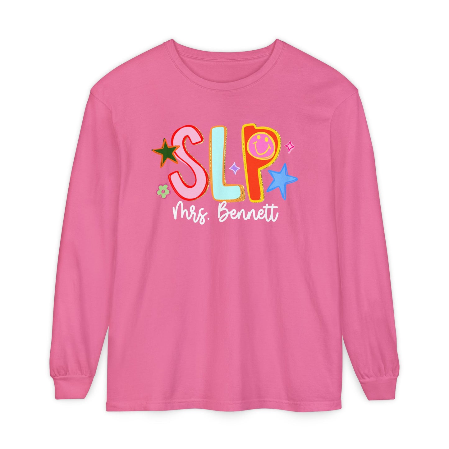 Personalized Cool SLP Club Long Sleeve Comfort Colors T-Shirt | Front and Back Print