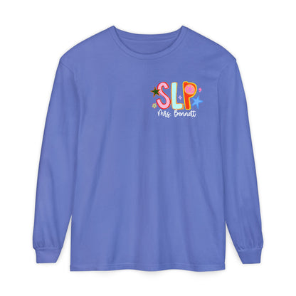 Personalized Cool SLP Club Long Sleeve Comfort Colors T-Shirt | Left Chest and Back Print