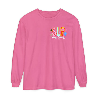 Personalized Cool SLP Club Long Sleeve Comfort Colors T-Shirt | Left Chest and Back Print