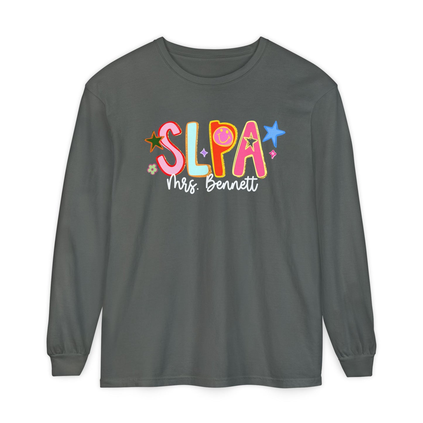 Personalized Cool SLPA Club Long Sleeve Comfort Colors T-Shirt | Front and Back Print