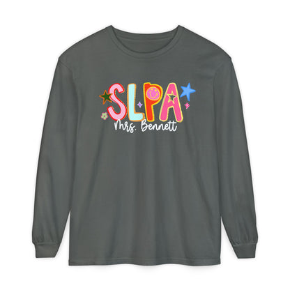 Personalized Cool SLPA Club Long Sleeve Comfort Colors T-Shirt | Front and Back Print