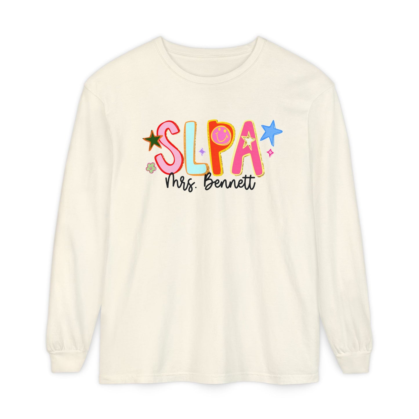Personalized Cool SLPA Club Long Sleeve Comfort Colors T-Shirt | Front and Back Print