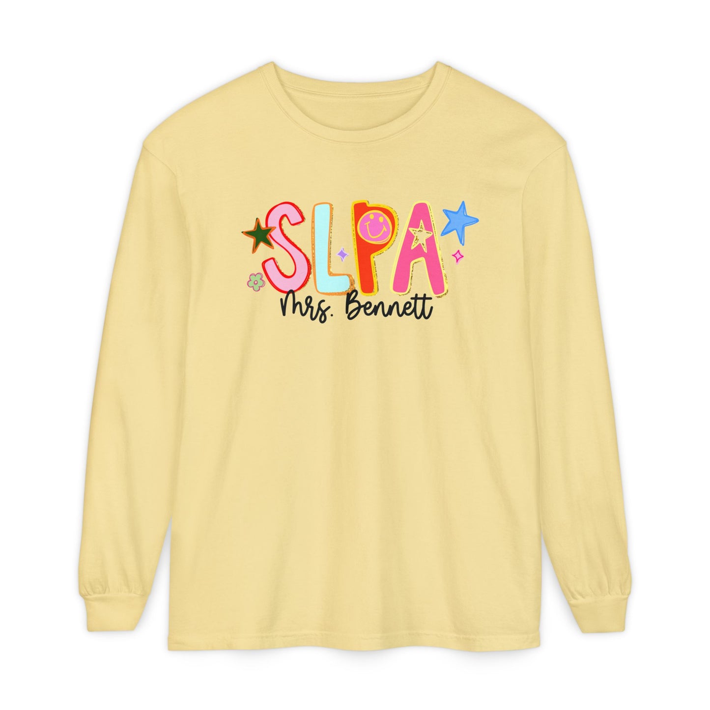 Personalized Cool SLPA Club Long Sleeve Comfort Colors T-Shirt | Front and Back Print