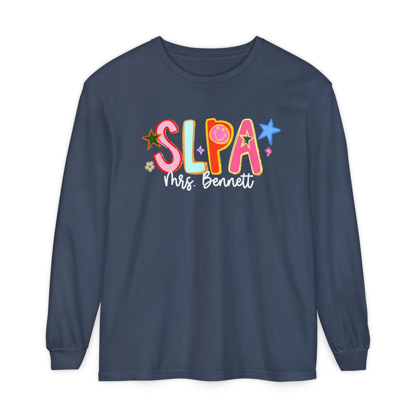 Personalized Cool SLPA Club Long Sleeve Comfort Colors T-Shirt | Front and Back Print