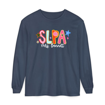 Personalized Cool SLPA Club Long Sleeve Comfort Colors T-Shirt | Front and Back Print