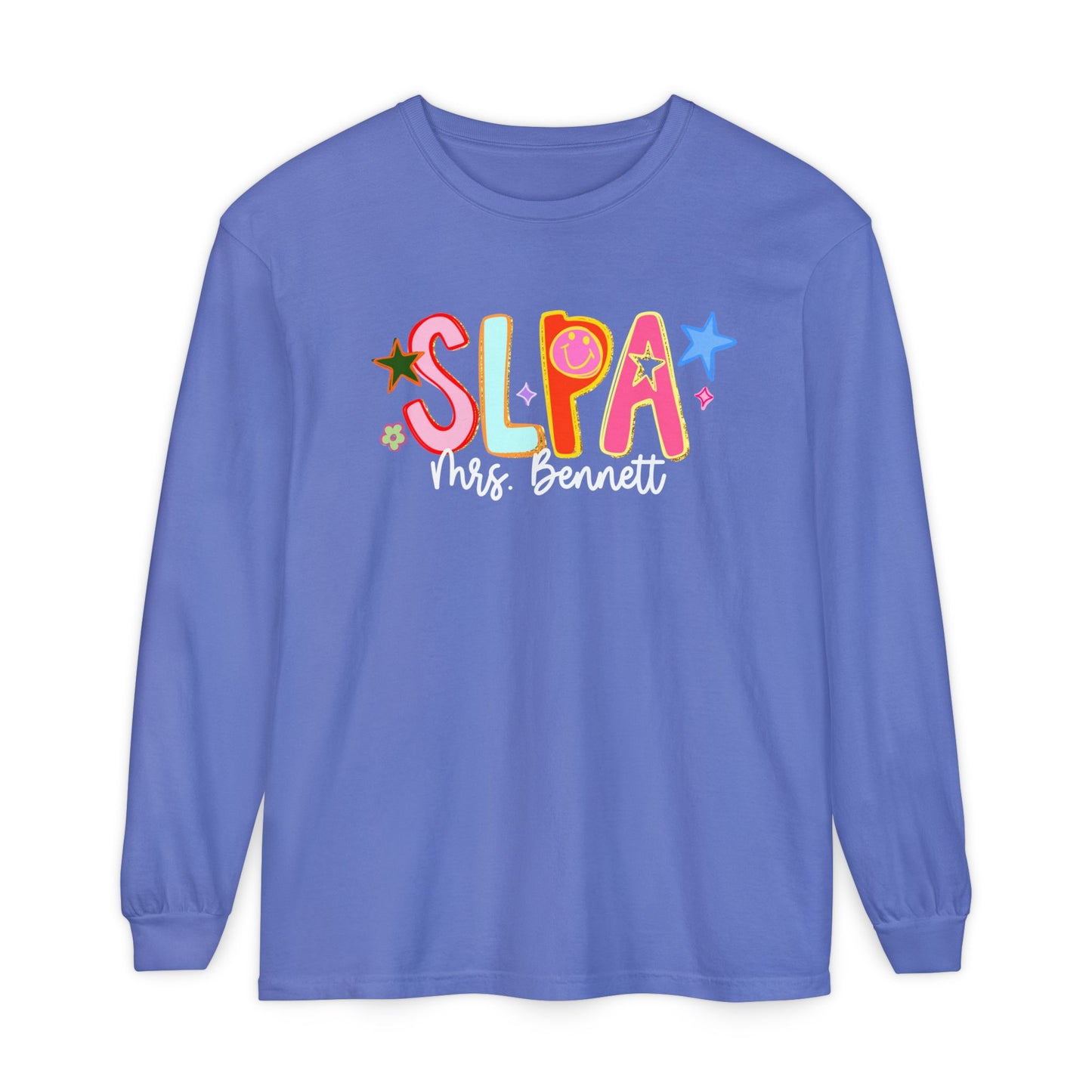 Personalized Cool SLPA Club Long Sleeve Comfort Colors T-Shirt | Front and Back Print