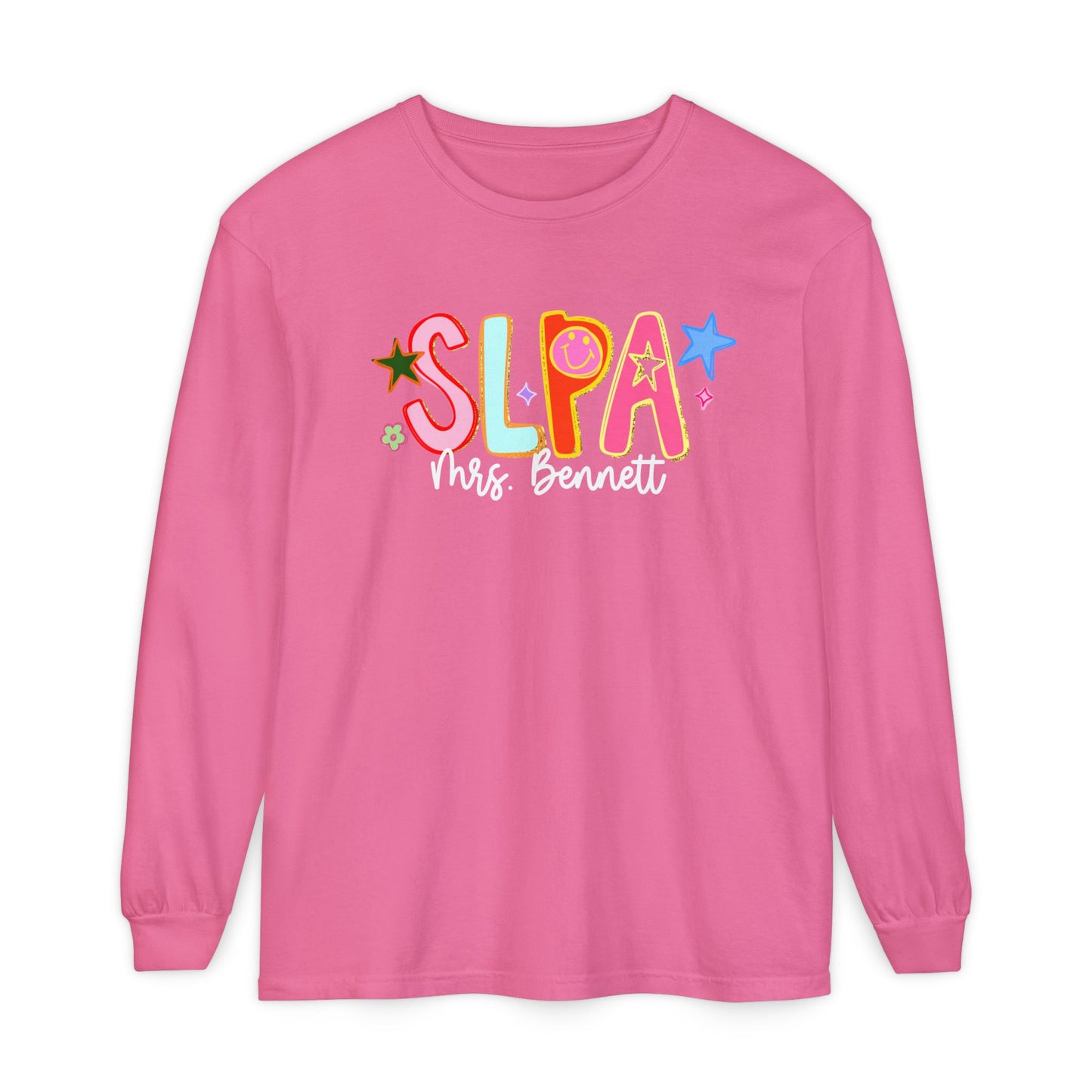 Personalized Cool SLPA Club Long Sleeve Comfort Colors T-Shirt | Front and Back Print