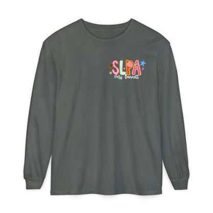 Personalized Cool SLPA Club Long Sleeve Comfort Colors T-Shirt | Left Chest and Back Print