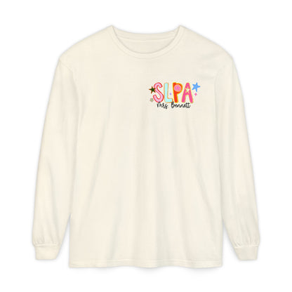 Personalized Cool SLPA Club Long Sleeve Comfort Colors T-Shirt | Left Chest and Back Print