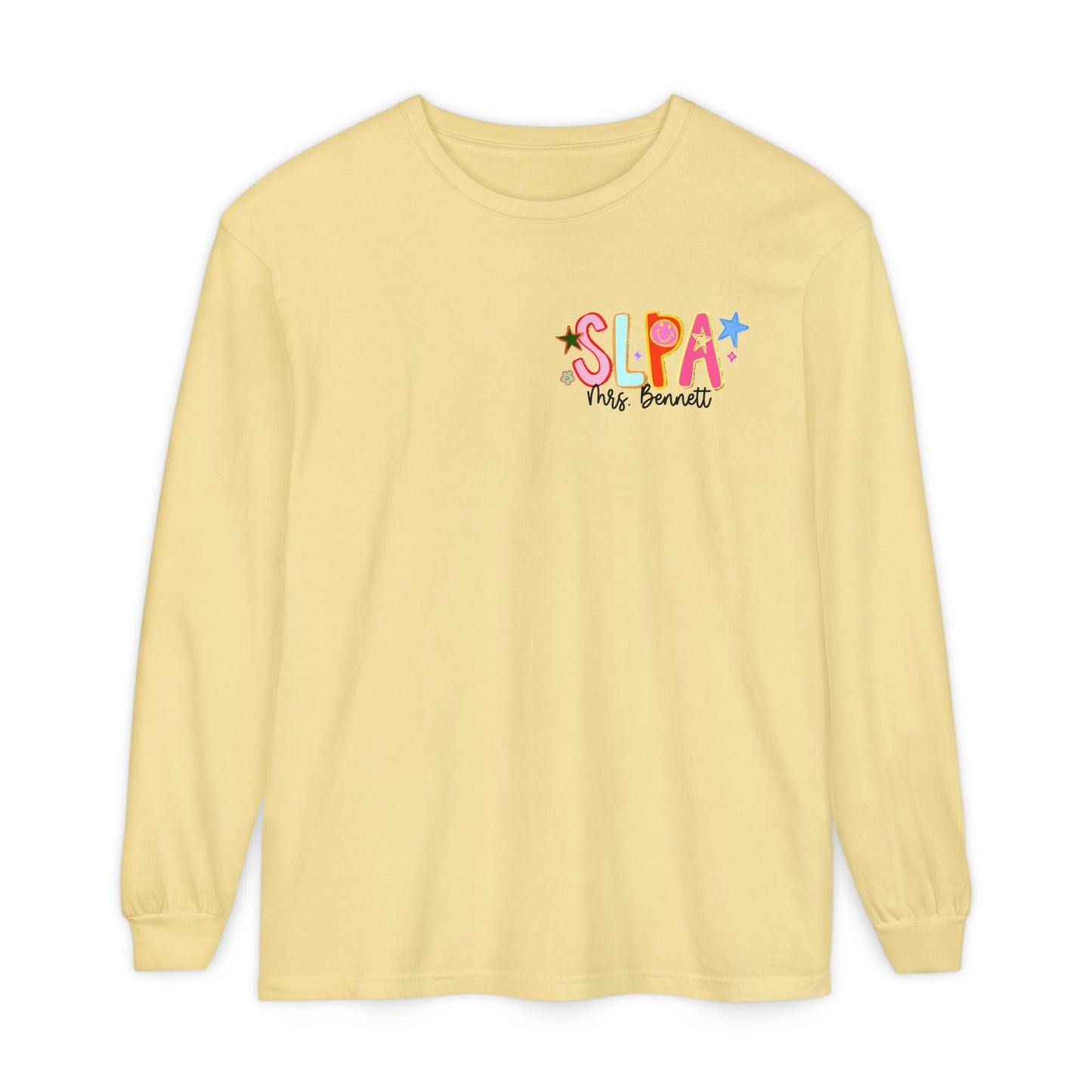 Personalized Cool SLPA Club Long Sleeve Comfort Colors T-Shirt | Left Chest and Back Print