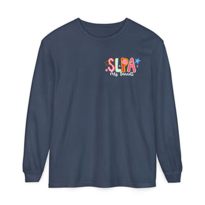 Personalized Cool SLPA Club Long Sleeve Comfort Colors T-Shirt | Left Chest and Back Print