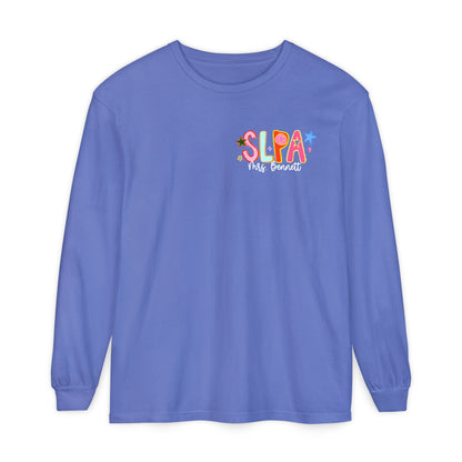 Personalized Cool SLPA Club Long Sleeve Comfort Colors T-Shirt | Left Chest and Back Print