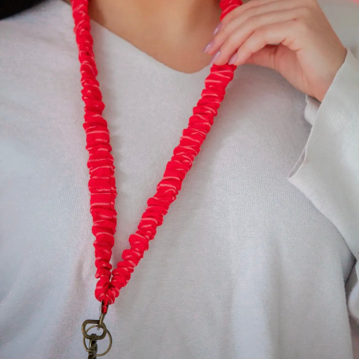 Scrunchie Lanyard | Red Striped