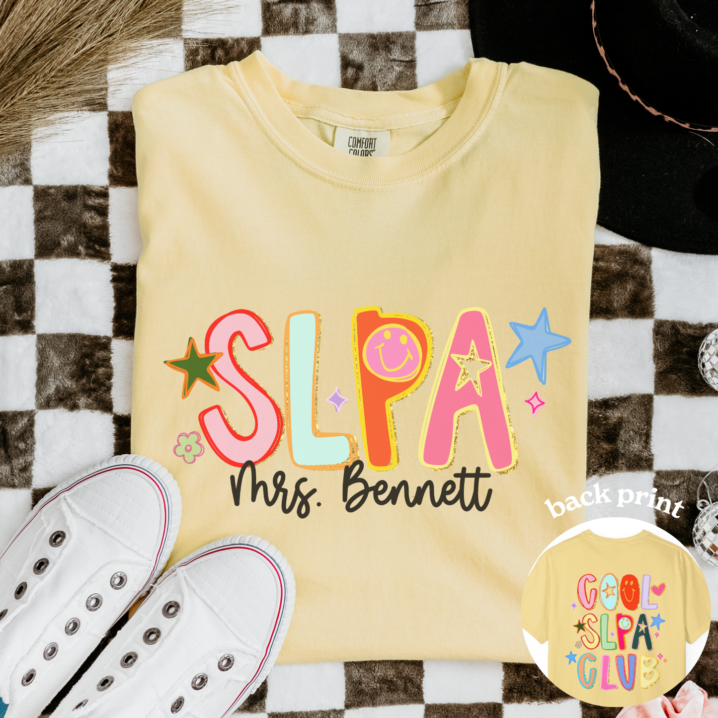 Personalized Cool SLPA Club Comfort Colors T-Shirt | Front and Back Print