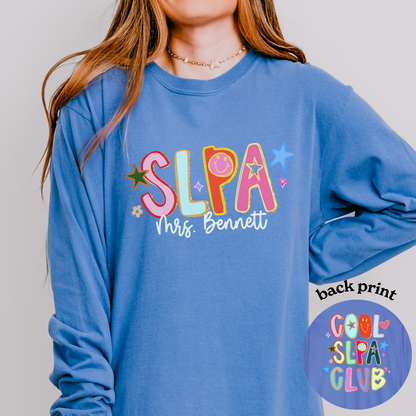 Personalized Cool SLPA Club Long Sleeve Comfort Colors T-Shirt | Front and Back Print