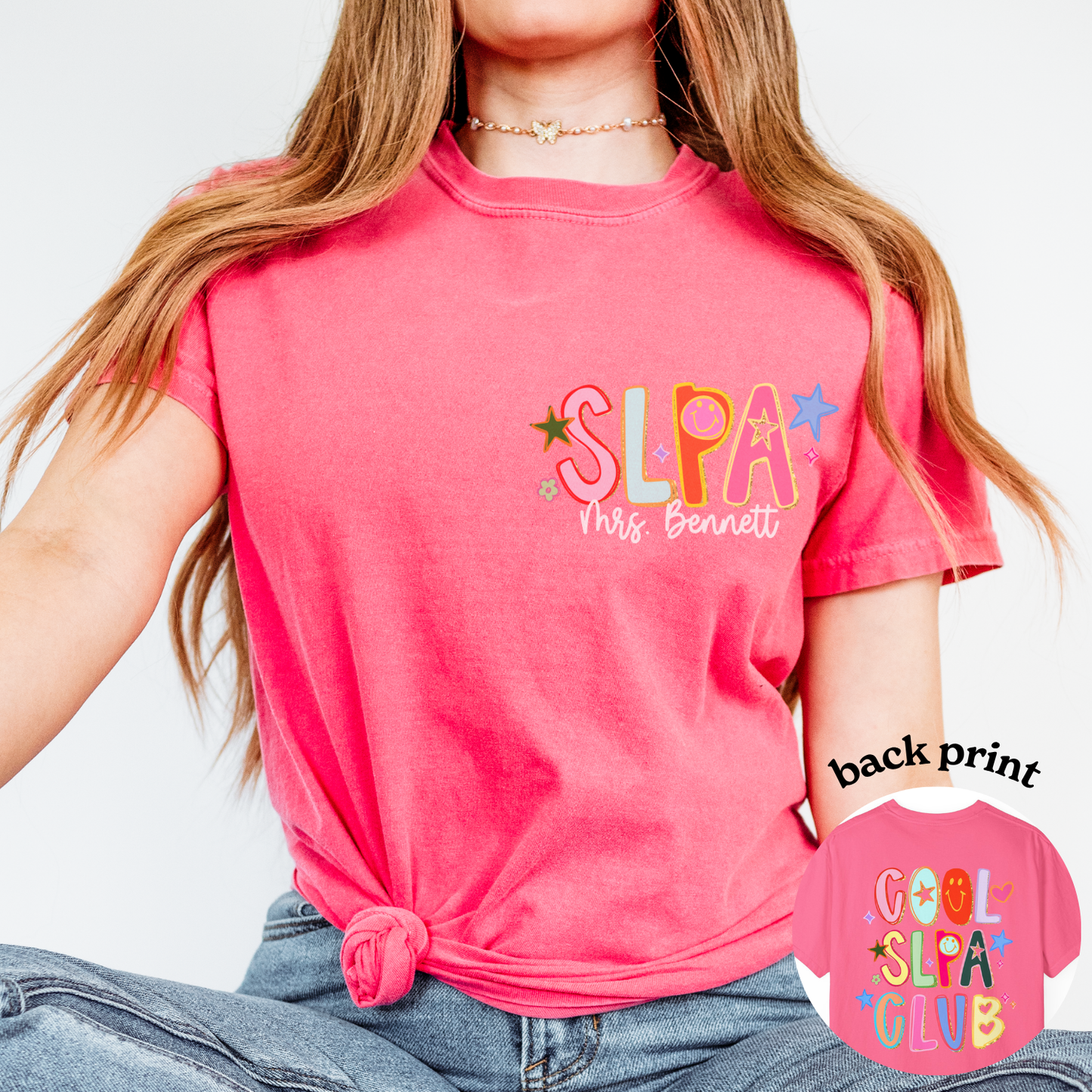 Personalized Cool SLPA Club Comfort Colors T-Shirt | Left Chest and Back Print