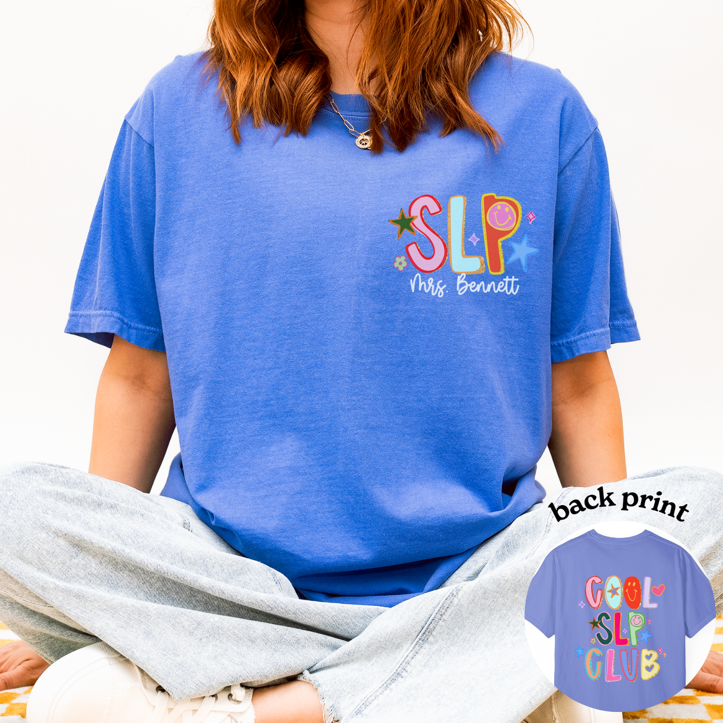 Personalized Cool SLP Club Comfort Colors T-Shirt | Left Chest and Back Print