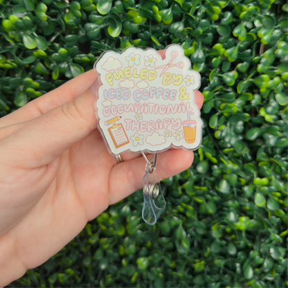 Iced Coffee and Occupational Therapy Badge Reel