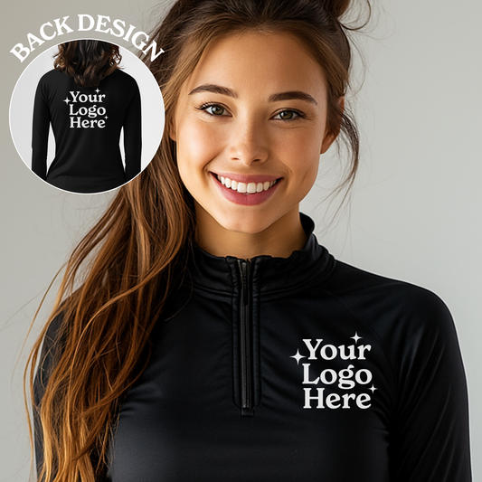 Custom Logo Women's Quarter-Zip Pullover | Front + Back Print