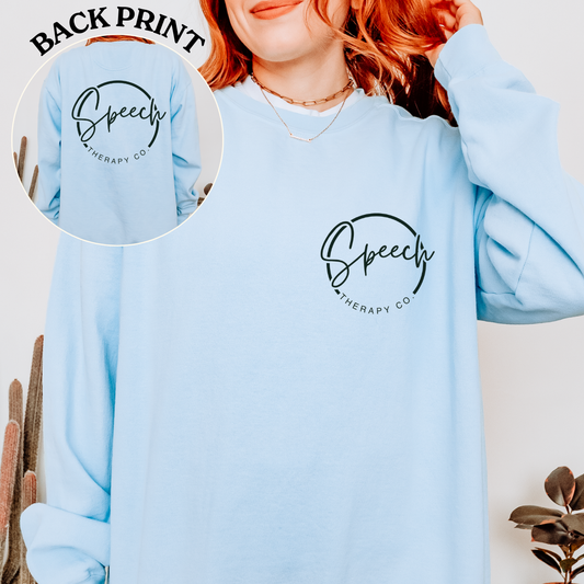 Custom Logo Comfort Colors Crewneck Sweatshirt | Left Chest & Back Print