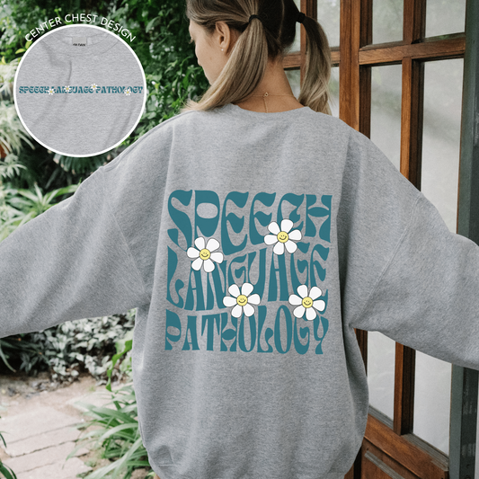 Groovy Daisy Speech Crewneck Sweatshirt | Front and Back Print