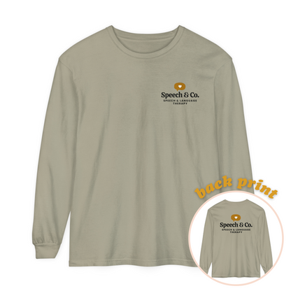 Custom Logo Comfort Colors Long Sleeve T-Shirt | Left Chest & Back Print
