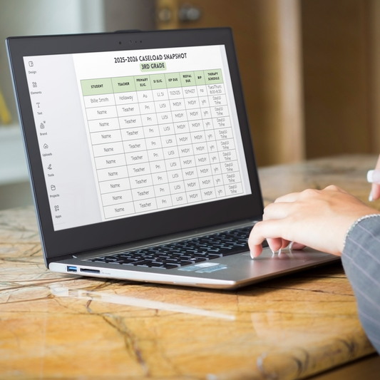 School-Based Caseload Tracker – Google Sheets | Grade Level Format