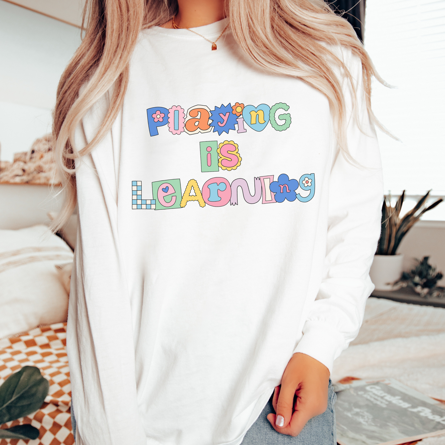 Playing Is Learning Long Sleeve Comfort Colors T-shirt