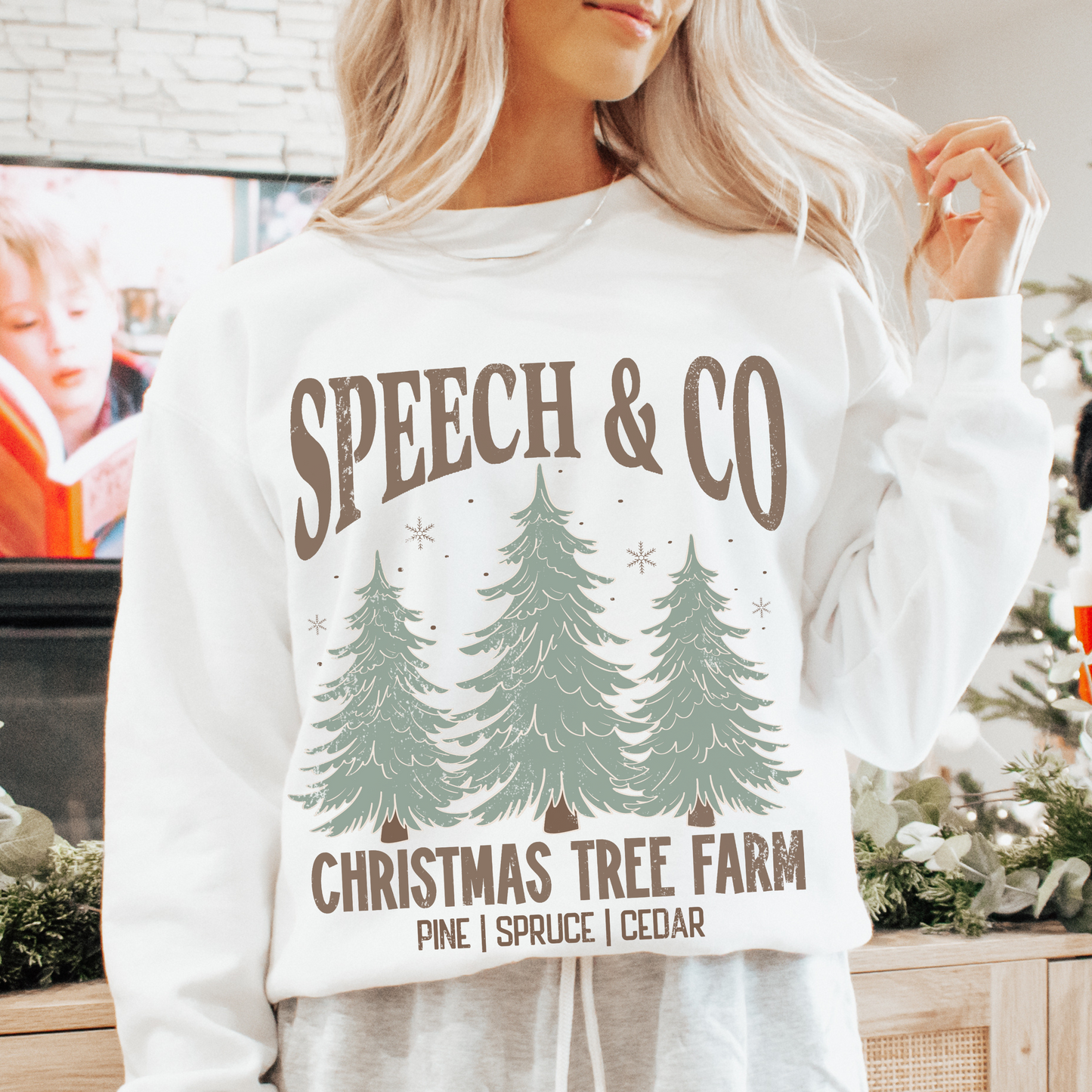Speech & Co Christmas Tree Farm Comfort Colors Sweatshirt