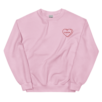 Custom Heart Embroidered Crewneck Sweatshirt