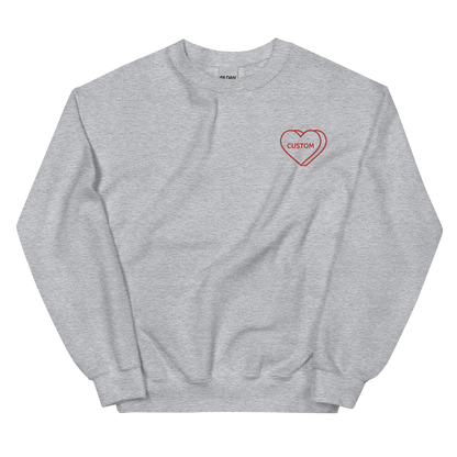 Custom Heart Embroidered Crewneck Sweatshirt