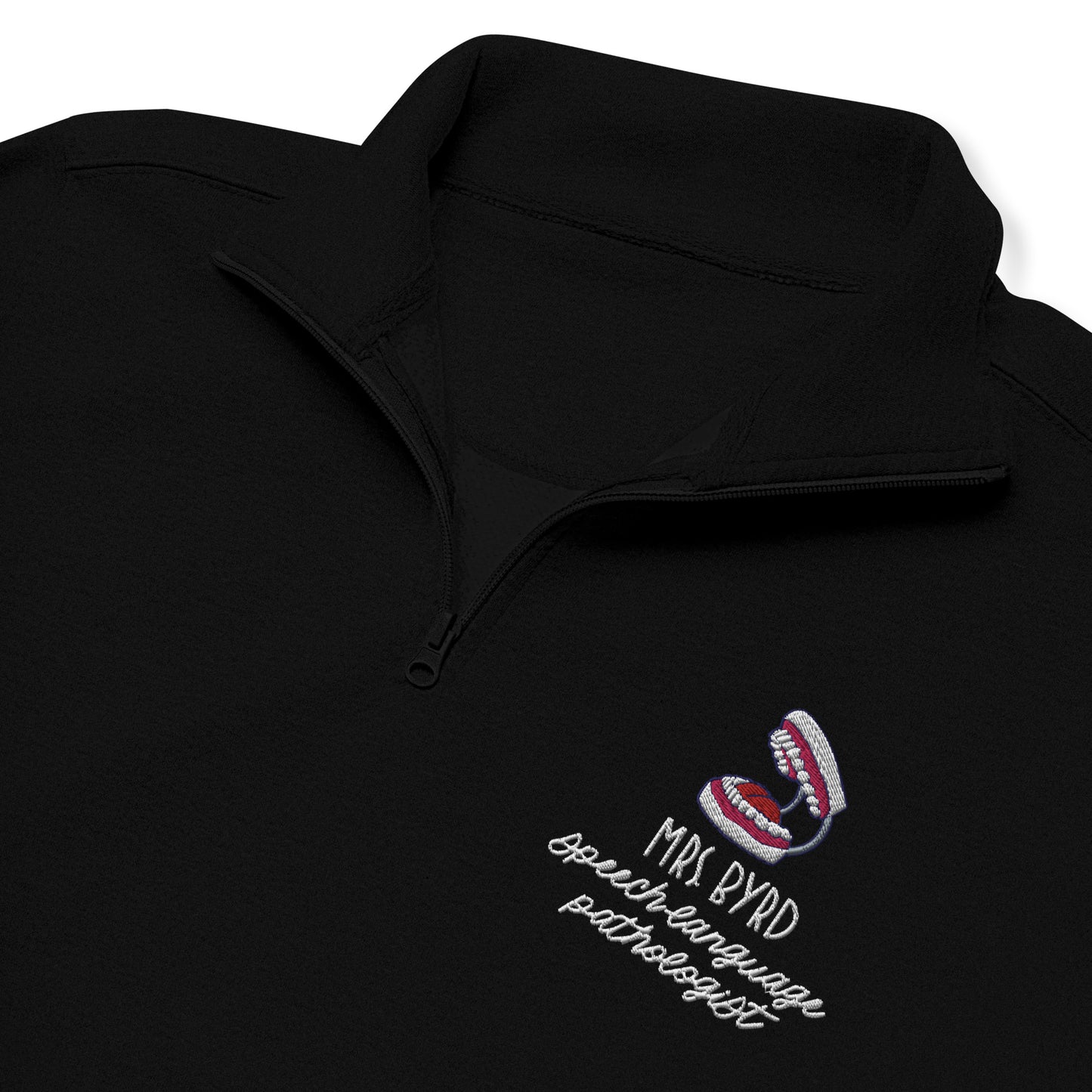 Personalized Embroidered Mouth Model Quarter Zip Sweatshirt