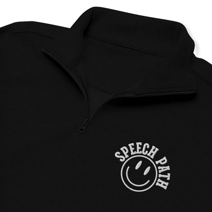 Speech Path Smile Embroidered Quarter Zip Sweatshirt