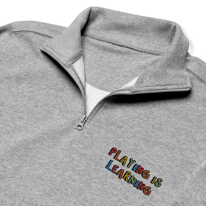 Playing is Learning Embroidered Quarter Zip Sweatshirt