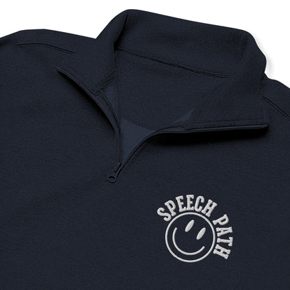 Speech Path Smile Embroidered Quarter Zip Sweatshirt