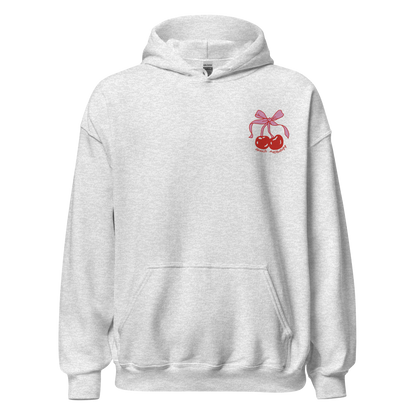 Speech Pathology Bow Cherries Hoodie | Front Embroidery and Back Print