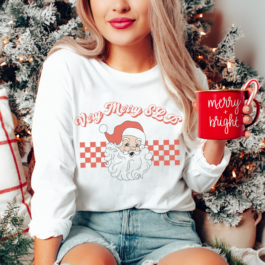 Very Merry SLP Vintage Santa Long Sleeve Comfort Colors T-Shirt