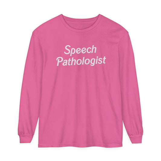 Pink Speech Pathologist Long Sleeve Comfort Colors T-Shirt