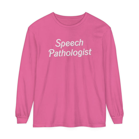 Pink Speech Pathologist Long Sleeve Comfort Colors T-Shirt