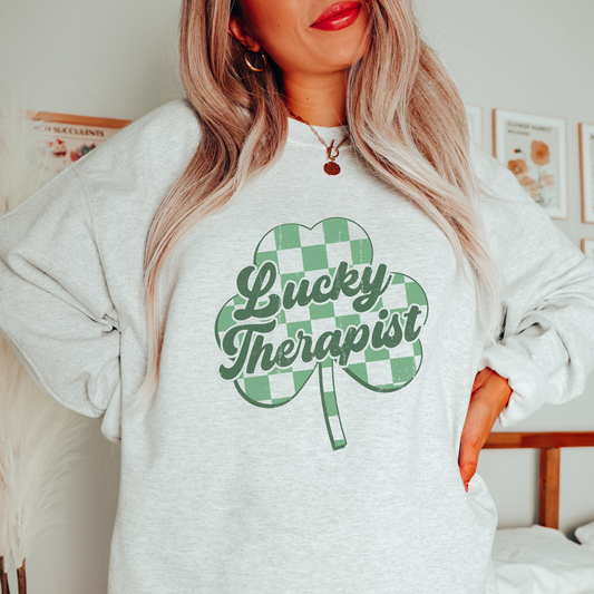 Lucky Therapist Distressed Crewneck Sweatshirt