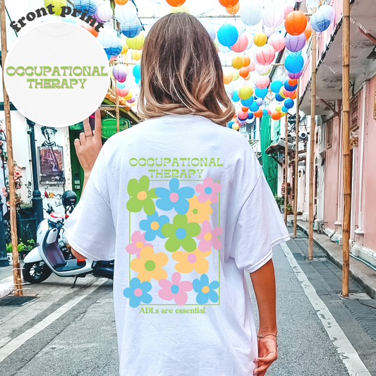 OT Bright Floral Comfort Colors T-Shirt | Front and Back Print