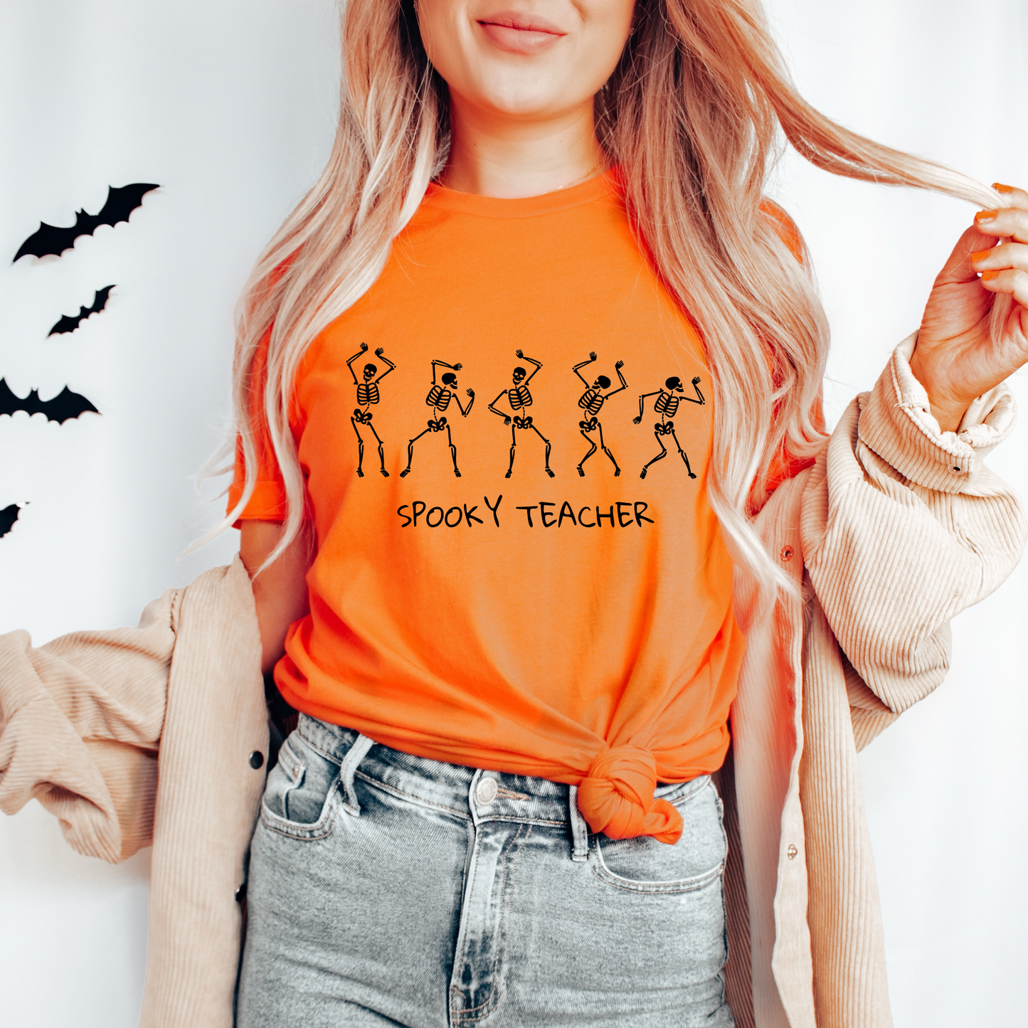Spooky Teacher Skeleton Jersey T-Shirt